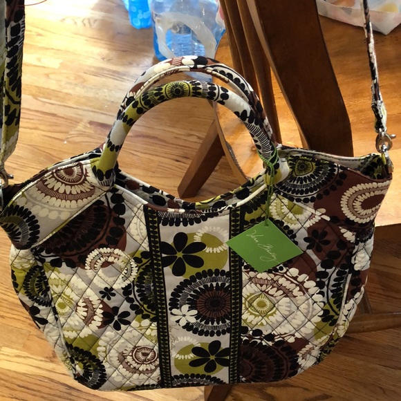 Vera Bradley NWT 2013 Cocoa Moss bag/purse/tote plus double side cap - Picture 10 of 16